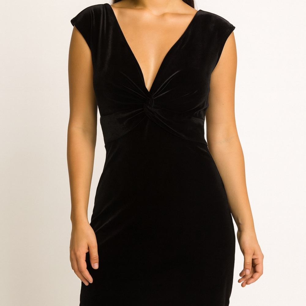 🖤 Lizzati Black Velvet Twist-Front Dress | Size 10 | NWT